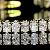 14K Yellow Gold 7" Tennis Bracelet with 72 Prong Set North-South Oval Cut Lab Diamonds - 4.96 Carat Total Weight, E-F Color, VS1 Clarity - Covaloro Fine Jewelry