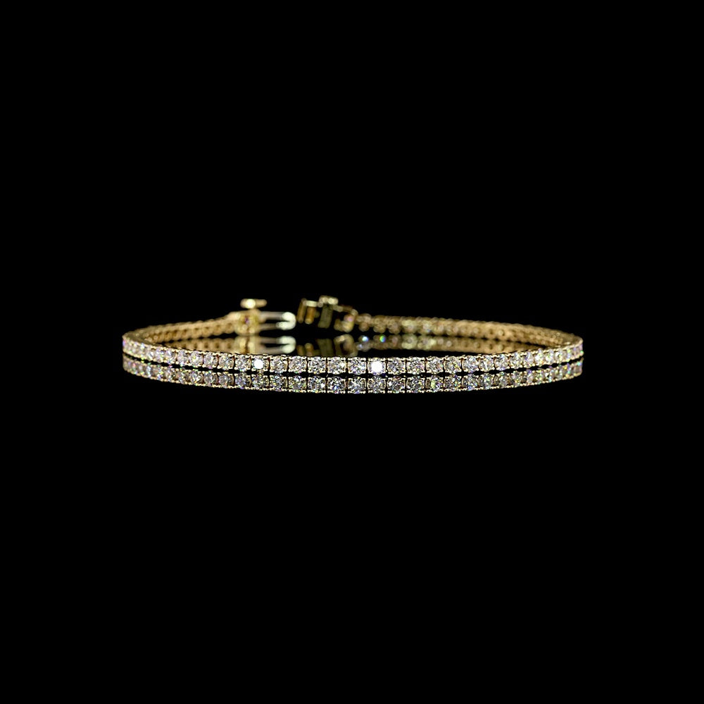 14K Yellow Gold 7" Tennis Bracelet with 76 Prong Set Round Lab Diamonds - 2.75 Carat Total Weight - Covaloro Fine Jewelry