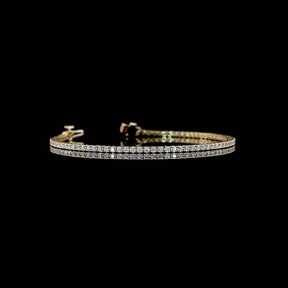 14K Yellow Gold 7" Tennis Bracelet with 82 Prong Set Round Lab Diamonds - 1.35 Carats Total Diamond Weight - Covaloro Fine Jewelry