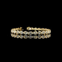14K Yellow Gold 7" Tennis Bracelet with Bezel-Set Octagon Cut Lab Diamonds - 14.18 Total Carat Weight - Covaloro Fine Jewelry