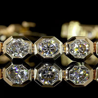 14K Yellow Gold 7" Tennis Bracelet with Bezel-Set Octagon Cut Lab Diamonds - 14.18 Total Carat Weight - Covaloro Fine Jewelry