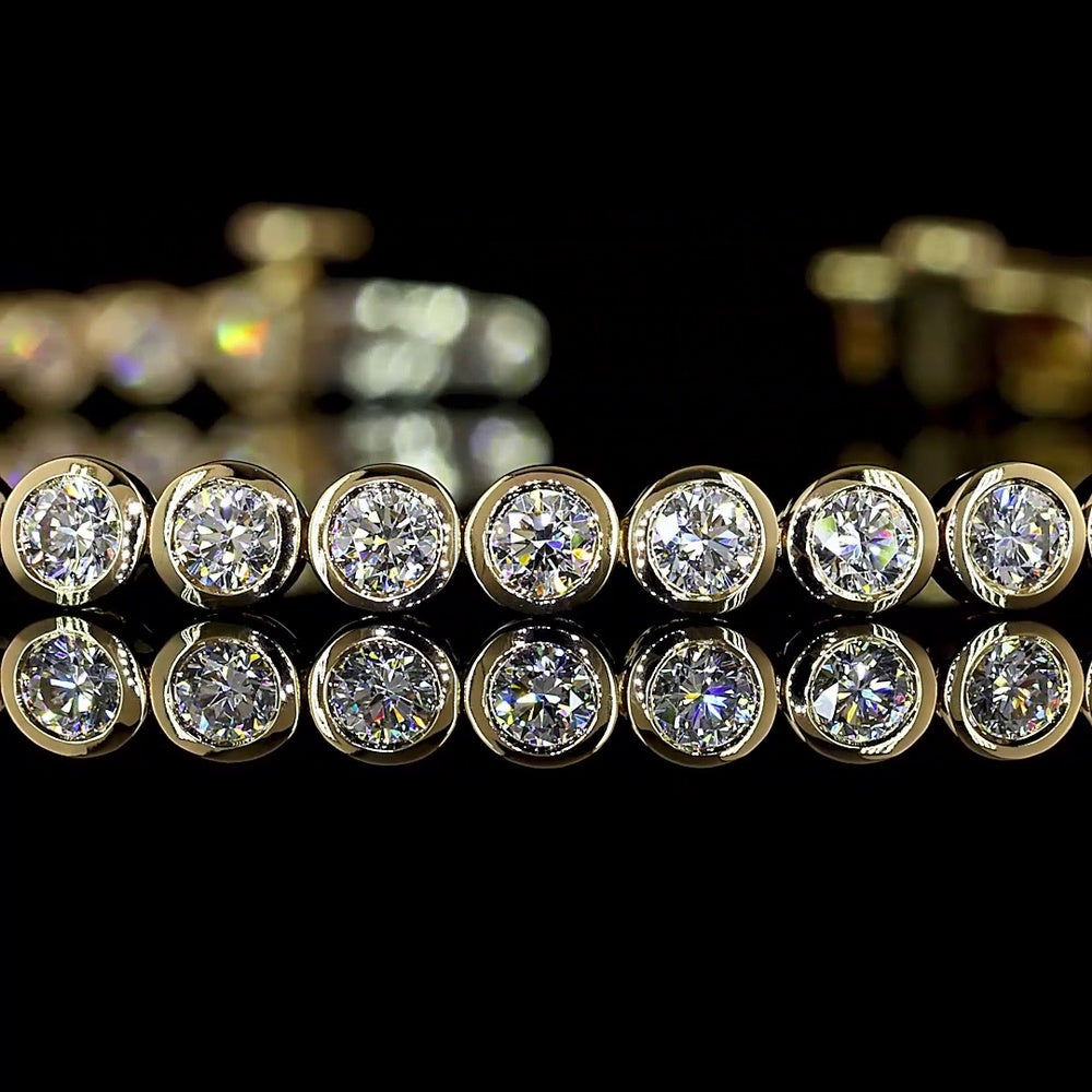 14K Yellow Gold 7" Tennis Bracelet with Bezel Set Round Brilliant Lab Diamonds - 2.52 Carat Total Weight - Covaloro Fine Jewelry