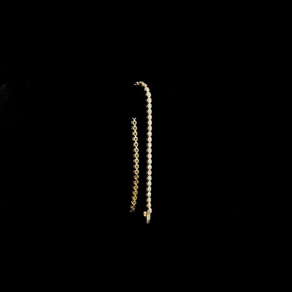 14K Yellow Gold 7" Tennis Bracelet with Bezel Set Round Brilliant Lab Diamonds - 2.52 Carat Total Weight - Covaloro Fine Jewelry