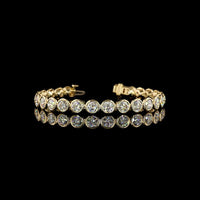 14K Yellow Gold 7" Tennis Bracelet with Bezel Set Round Lab Diamonds - 13.38 Carats Total Diamond Weight, E-F Color, VS Clarity - Covaloro Fine Jewelry
