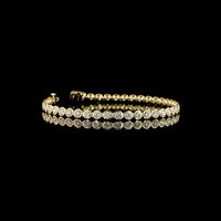 14K Yellow Gold 7" Tennis Bracelet with Bezel Set Round Lab Diamonds - 4.89 Carat Total Weight - Covaloro Fine Jewelry