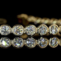 14K Yellow Gold 7" Tennis Bracelet with Bezel Set Round Lab Diamonds - 4.89 Carat Total Weight - Covaloro Fine Jewelry