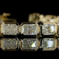 14K Yellow Gold 7" Tennis Bracelet with East-West Bezel Set Radiant Cut Lab Diamonds - 14.92 Carats Total Diamond Weight - Covaloro Fine Jewelry