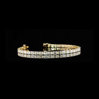 14K Yellow Gold 7" Tennis Bracelet with East-West Set Emerald Cut Lab Diamonds - 13.96 Carat Total Diamond Weight (E-F Color, VVS2 Clarity) - Covaloro Fine Jewelry