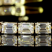 14K Yellow Gold 7" Tennis Bracelet with East-West Set Emerald Cut Lab Diamonds - 13.96 Carat Total Diamond Weight (E-F Color, VVS2 Clarity) - Covaloro Fine Jewelry