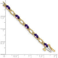 14K Yellow Gold 7" Tennis Bracelet with Oval Amethysts and Round Diamonds - 0.50 Carats Amethyst, 0.004 Carats Total Diamond Weight by Oro Pregiato