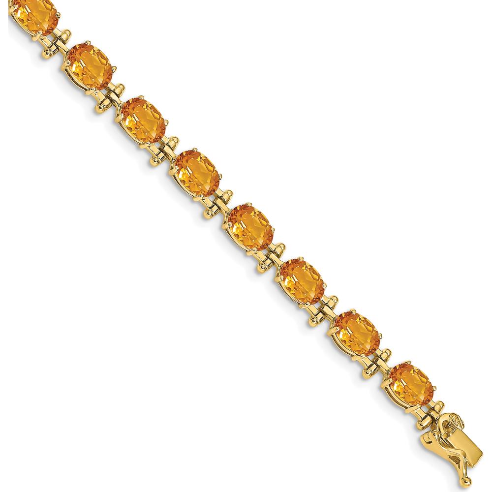14K Yellow Gold 7" Tennis Bracelet with Oval Citrine Stones - 11.2 Carats Total Citrine Weight by Monteluci Fine Jewelry
