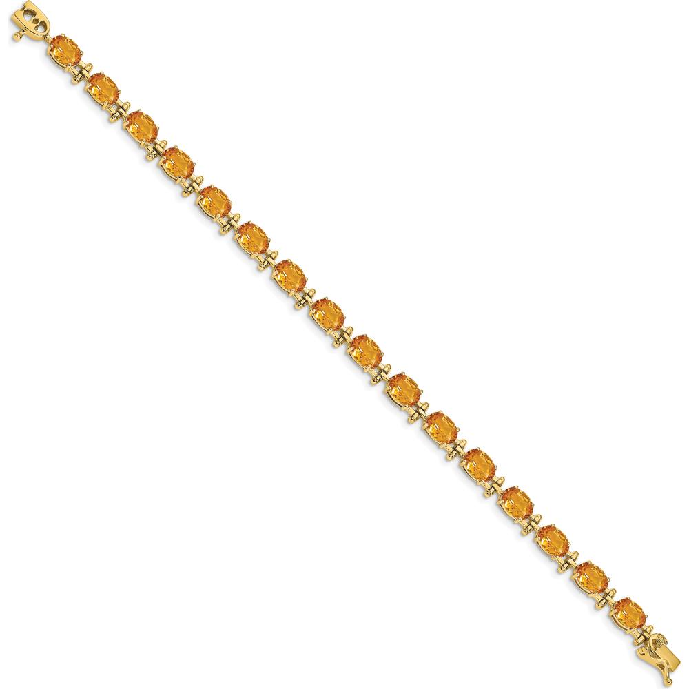 14K Yellow Gold 7" Tennis Bracelet with Oval Citrine Stones - 11.2 Carats Total Citrine Weight by Monteluci Fine Jewelry