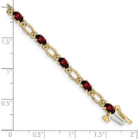 14K Yellow Gold 7" Tennis Bracelet with Oval Garnet and Round Diamond Accents - 0.30 Carats Garnet Weight, 0.004 Carats Diamond Weight by Oro Pregiato