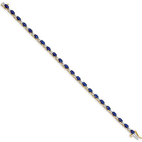 14K Yellow Gold 7" Tennis Bracelet with Oval Sapphires and Round Diamonds - 4.62 Carats Sapphire, 0.09 Carats Diamond by Monteluci Fine Jewelry
