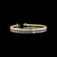 14K Yellow Gold 7" Tennis Bracelet with Prong Set Asscher Cut Lab Diamonds - 25.02 Total Carat Weight, E-F Color VS1 Clarity - Covaloro Fine Jewelry