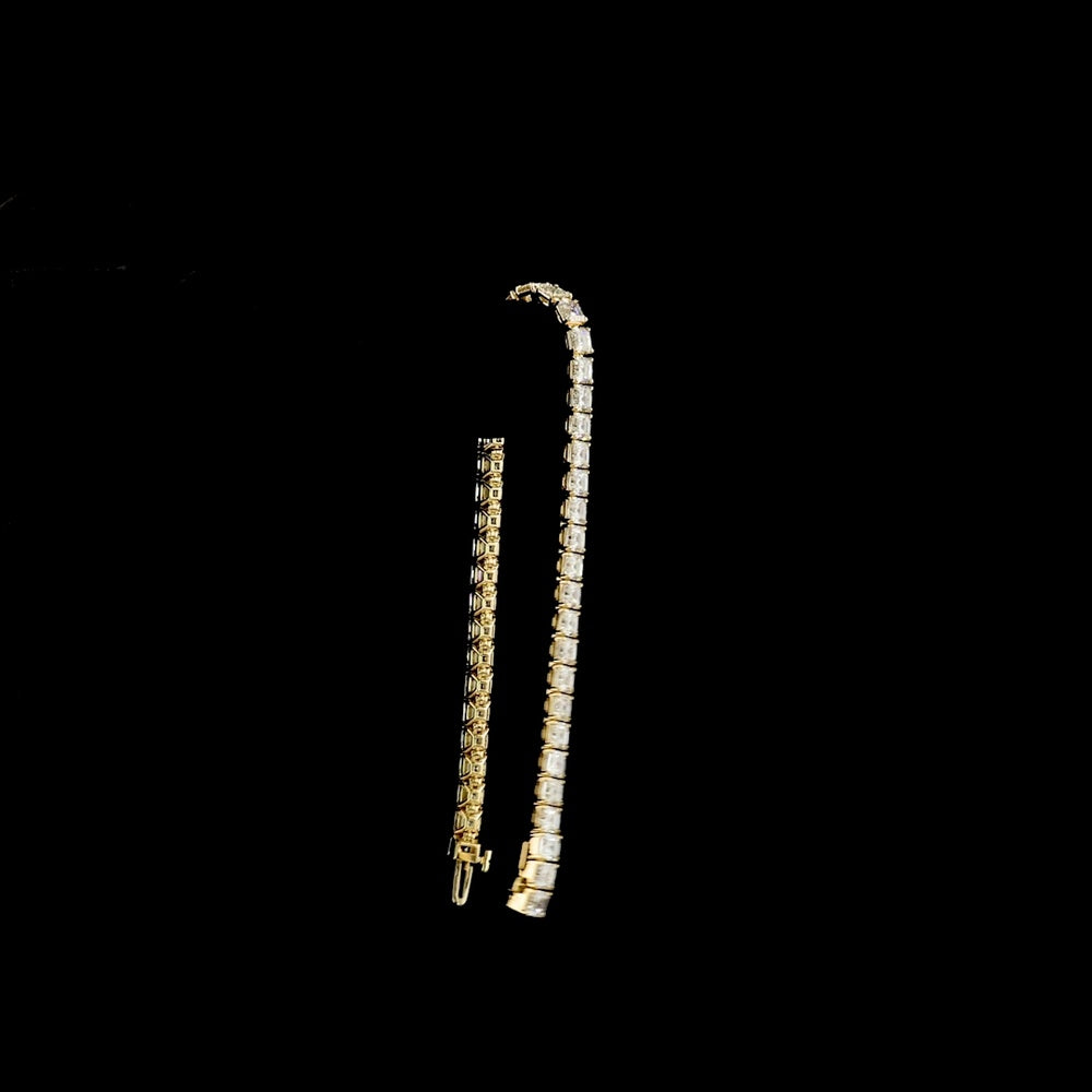 14K Yellow Gold 7" Tennis Bracelet with Prong Set Asscher Cut Lab Diamonds - 25.02 Total Carat Weight, E-F Color VS1 Clarity - Covaloro Fine Jewelry