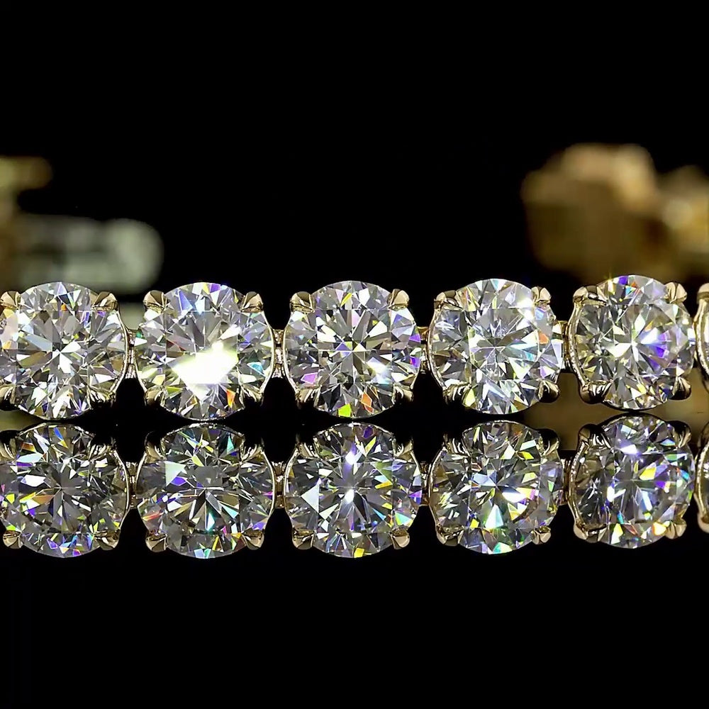 14K Yellow Gold 7" Tennis Bracelet with Round and Marquise Cut Lab Diamonds - 10.82 Carat Total Weight - Covaloro Fine Jewelry