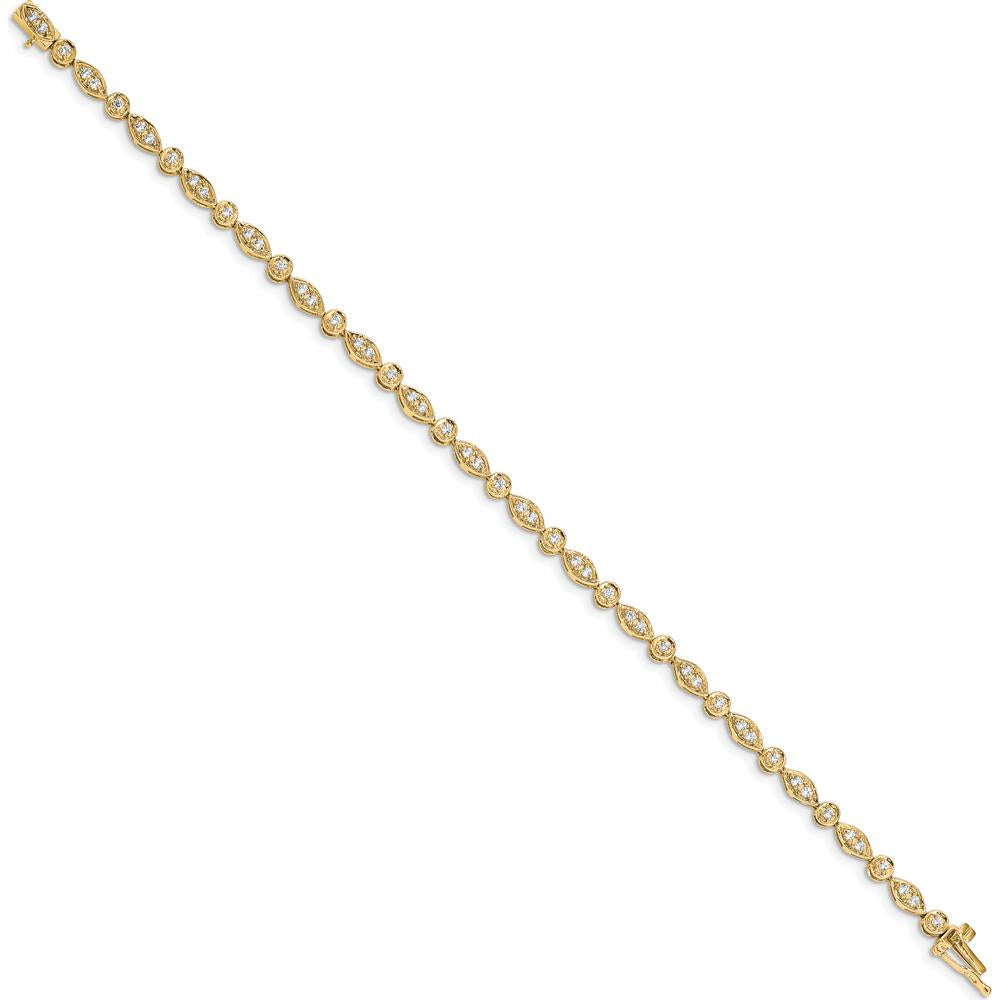 14K Yellow Gold 7" Tennis Bracelet with Round and Oval Natural Diamonds - 3/4 Carats Total Diamond Weight by Monteluci Fine Jewelry