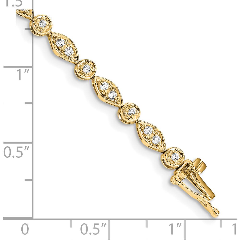 14K Yellow Gold 7" Tennis Bracelet with Round and Oval Natural Diamonds - 3/4 Carats Total Diamond Weight by Monteluci Fine Jewelry