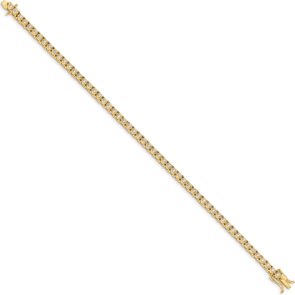 14K Yellow Gold 7" Tennis Bracelet with Round Diamonds - 1 Carat Total Diamond Weight by Oro Pregiato