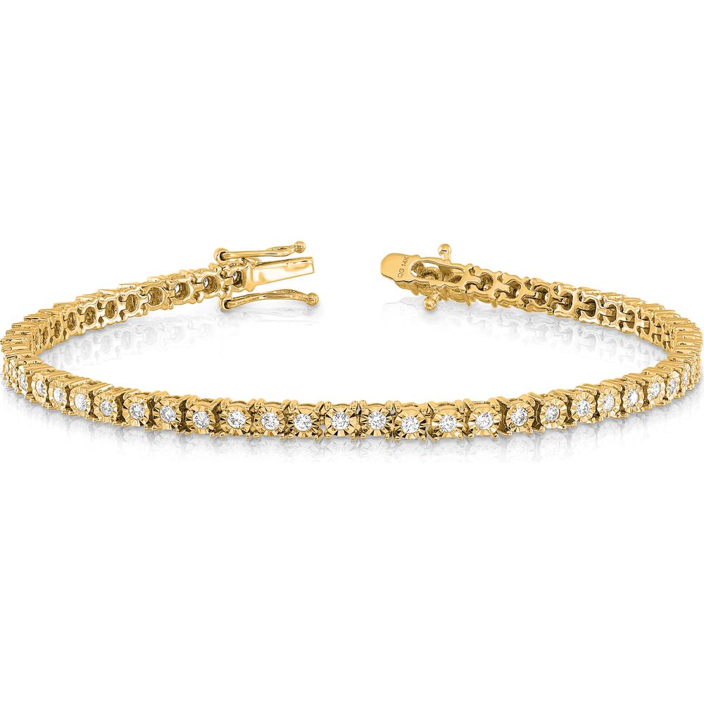 14K Yellow Gold 7" Tennis Bracelet with Round Diamonds - 1 Carat Total Diamond Weight by Oro Pregiato