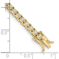 14K Yellow Gold 7" Tennis Bracelet with Round Diamonds - 1 Carat Total Diamond Weight by Oro Pregiato