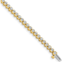 14K Yellow Gold 7" Tennis Bracelet with Round Diamonds in 2-Prong Setting - 3.06 Carat Total Diamond Weight by Monteluci Fine Jewelry