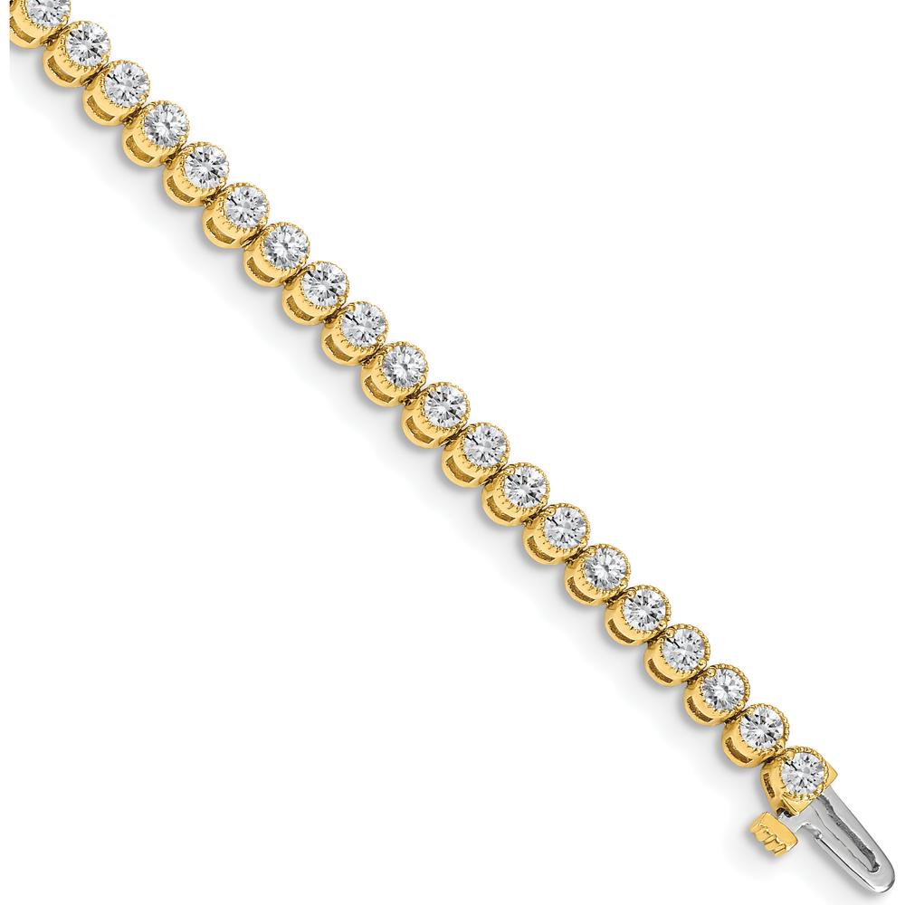 14K Yellow Gold 7" Tennis Bracelet with Round Diamonds in 2-Prong Setting - 3.06 Carat Total Diamond Weight by Monteluci Fine Jewelry