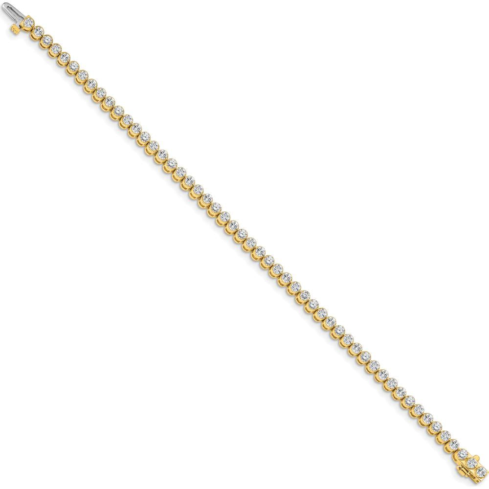 14K Yellow Gold 7" Tennis Bracelet with Round Diamonds in 2-Prong Setting - 3.06 Carat Total Diamond Weight by Monteluci Fine Jewelry