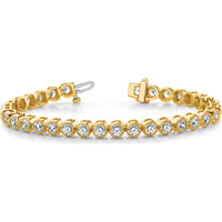 14K Yellow Gold 7" Tennis Bracelet with Round Diamonds in 2-Prong Setting - 3.06 Carat Total Diamond Weight by Monteluci Fine Jewelry