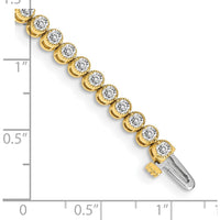 14K Yellow Gold 7" Tennis Bracelet with Round Diamonds in 2-Prong Setting - 3.06 Carat Total Diamond Weight by Monteluci Fine Jewelry