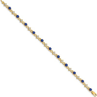 14K Yellow Gold 7" Tennis Bracelet with Round Sapphires and Diamonds - 1.68 Carats Total Gem Weight by Monteluci Fine Jewelry