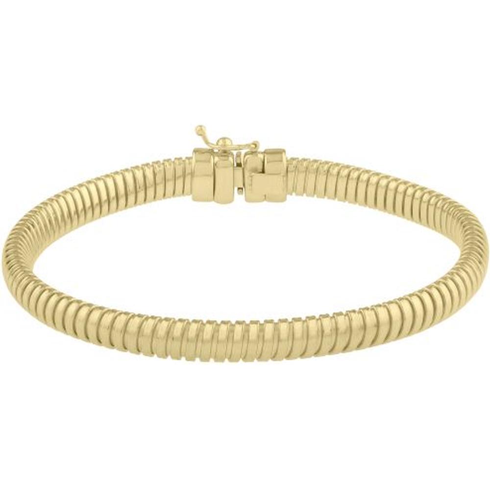 14K Yellow Gold 7" Tubogas Bracelet with Box and Figure 8 Clasp by Orozza Fine Jewelry