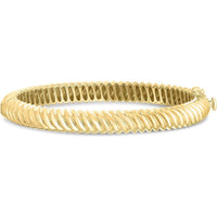 14K Yellow Gold 7" Twisted Cable Bangle with Polished Finish and Box Clasp by Orozza Fine Jewelry