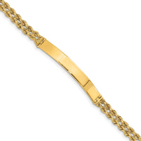 14K Yellow Gold 7" Two-Strand Diamond-Cut Rope ID Bracelet with Polished Engravable Plate