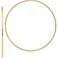 14K Yellow Gold 70mm Polished Endless Tube Hoop Earrings by 0