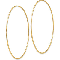 14K Yellow Gold 70mm Polished Endless Tube Hoop Earrings by 0