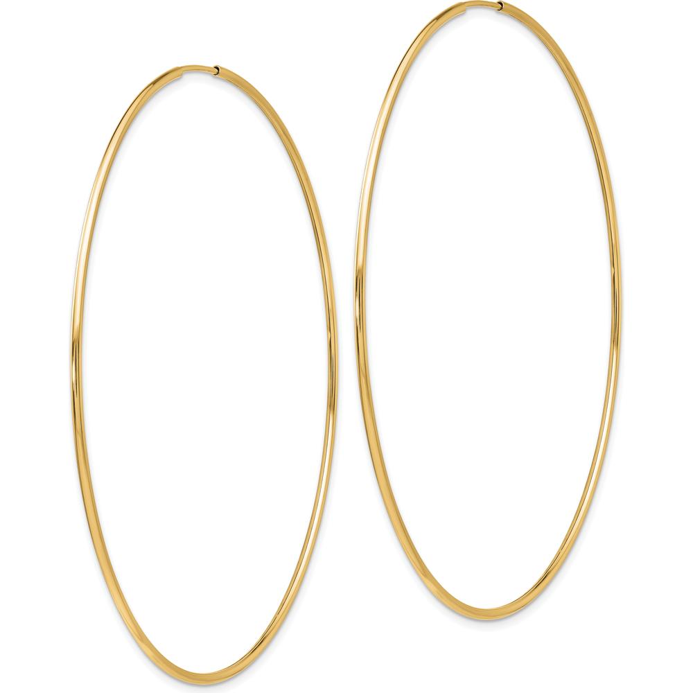 14K Yellow Gold 70mm Polished Endless Tube Hoop Earrings by 0
