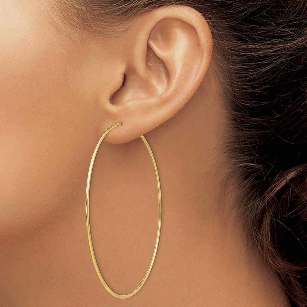14K Yellow Gold 70mm Polished Endless Tube Hoop Earrings by 0