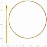 14K Yellow Gold 70mm Polished Endless Tube Hoop Earrings by 0
