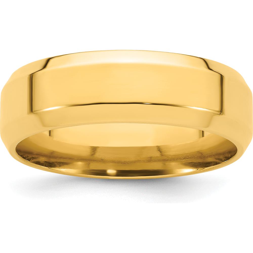 14K Yellow Gold 7mm Beveled Edge Comfort Fit Wedding Band Size 11 by Luciano & Cie