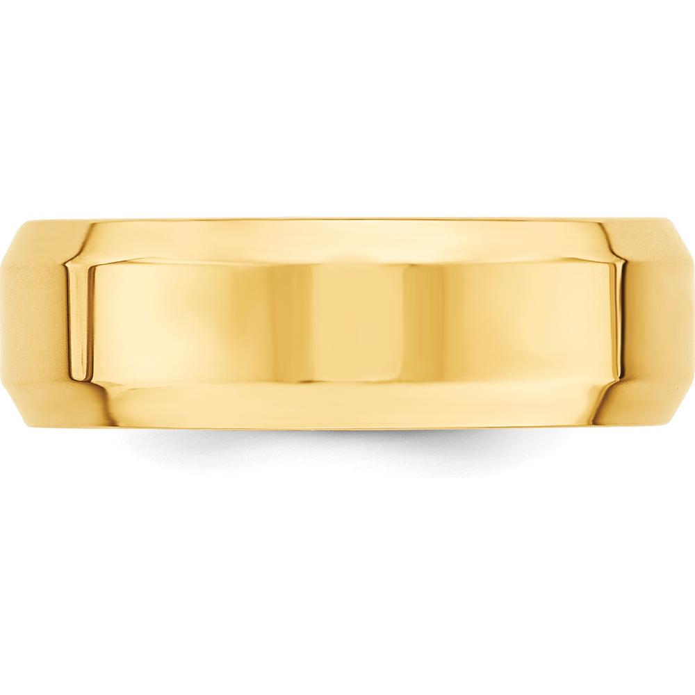 14K Yellow Gold 7mm Beveled Edge Comfort Fit Wedding Band Size 11 by Luciano & Cie