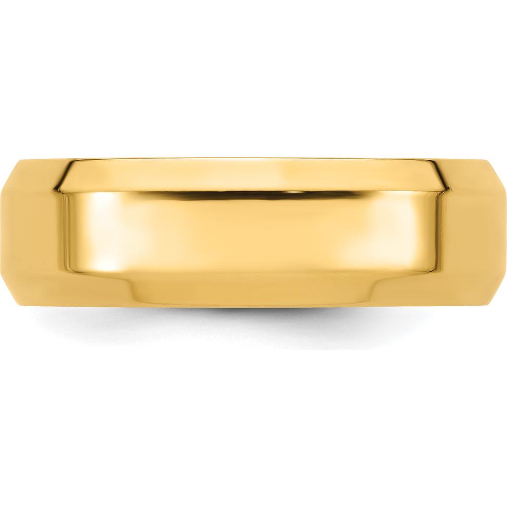 14K Yellow Gold 7mm Beveled Edge Comfort Fit Wedding Band Size 11 by Luciano & Cie