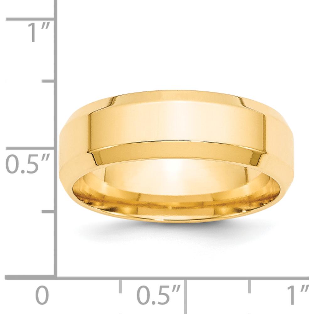 14K Yellow Gold 7mm Beveled Edge Comfort Fit Wedding Band Size 11 by Luciano & Cie