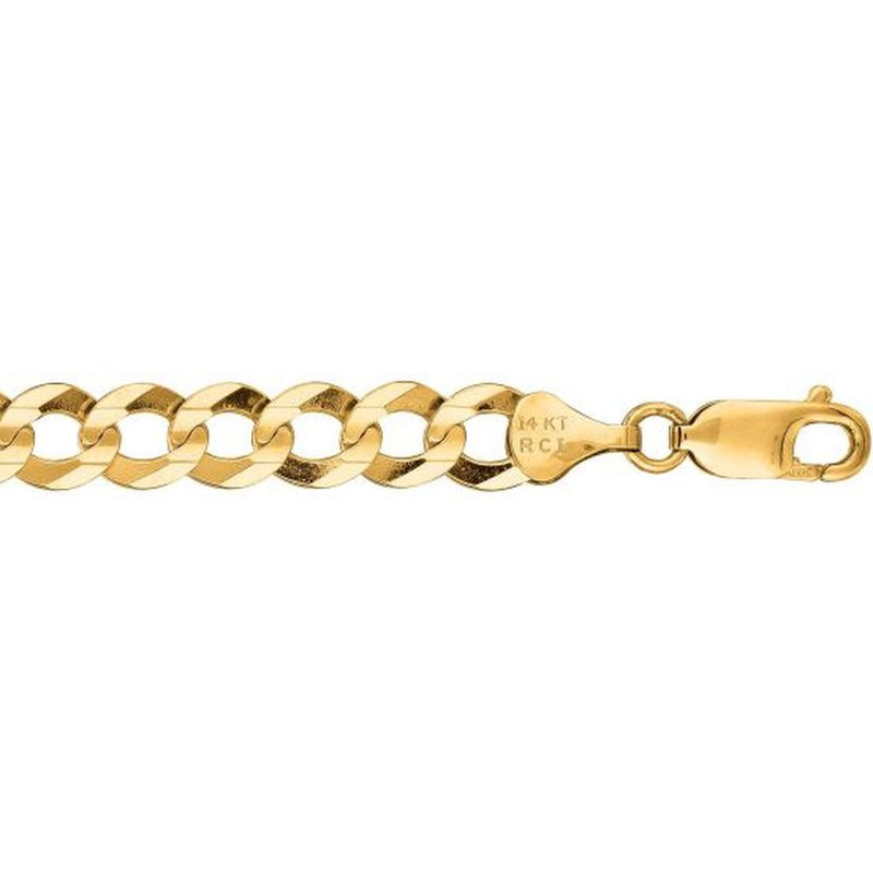 14K Yellow Gold 7mm Comfort Curb Chain Bracelet with Lobster Clasp - 8.5" by Orozza Fine Jewelry