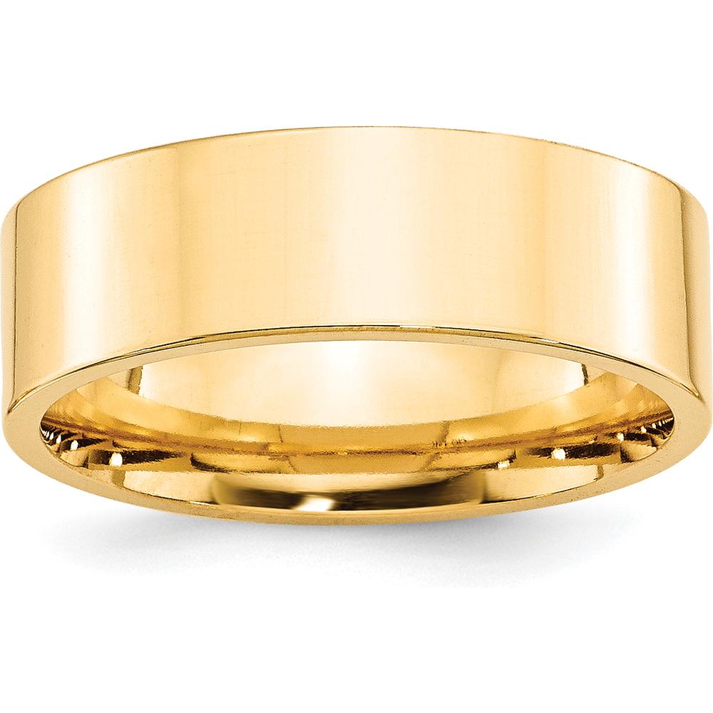 14K Yellow Gold 7mm Comfort Fit Flat Wedding Band - Size 11 by Luciano & Cie