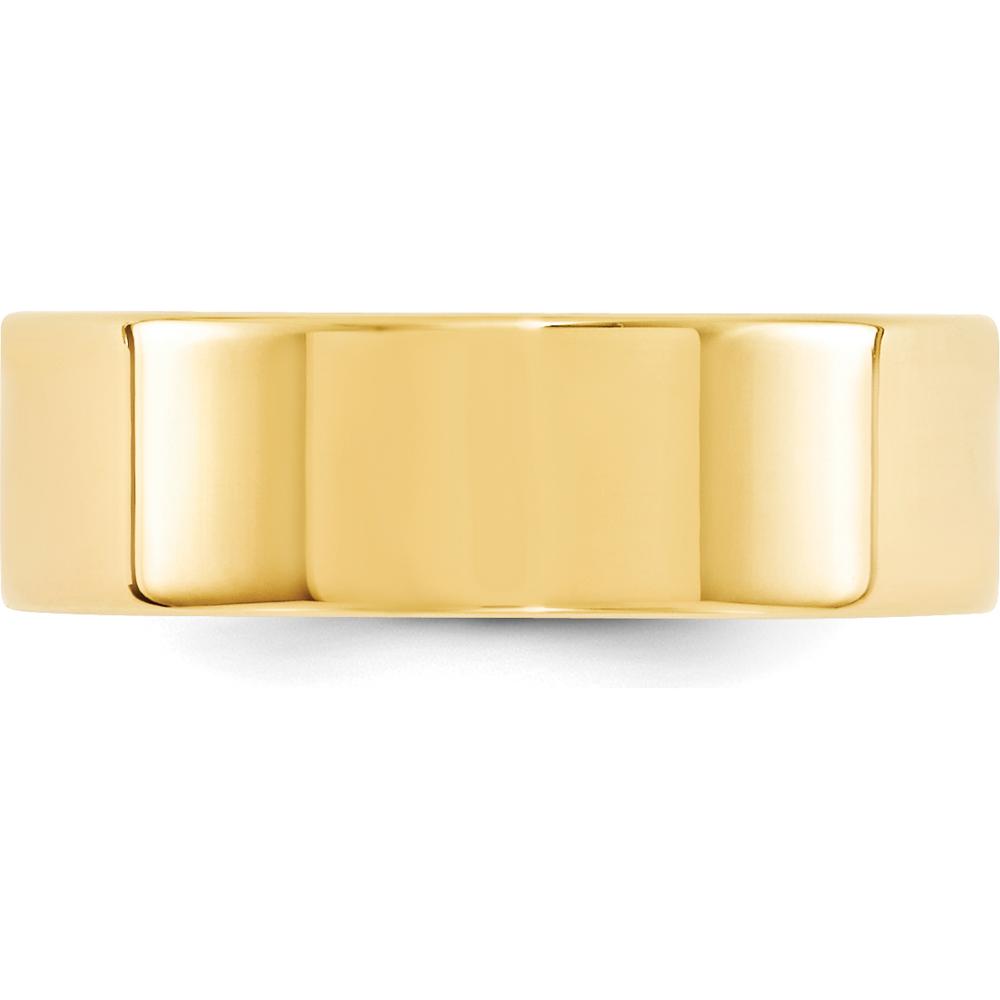 14K Yellow Gold 7mm Comfort Fit Flat Wedding Band - Size 11 by Luciano & Cie