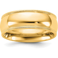14K Yellow Gold 7mm Comfort Fit Milgrain Edge Domed Wedding Band by Luciano & Cie