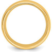 14K Yellow Gold 7mm Comfort Fit Milgrain Edge Domed Wedding Band by Luciano & Cie