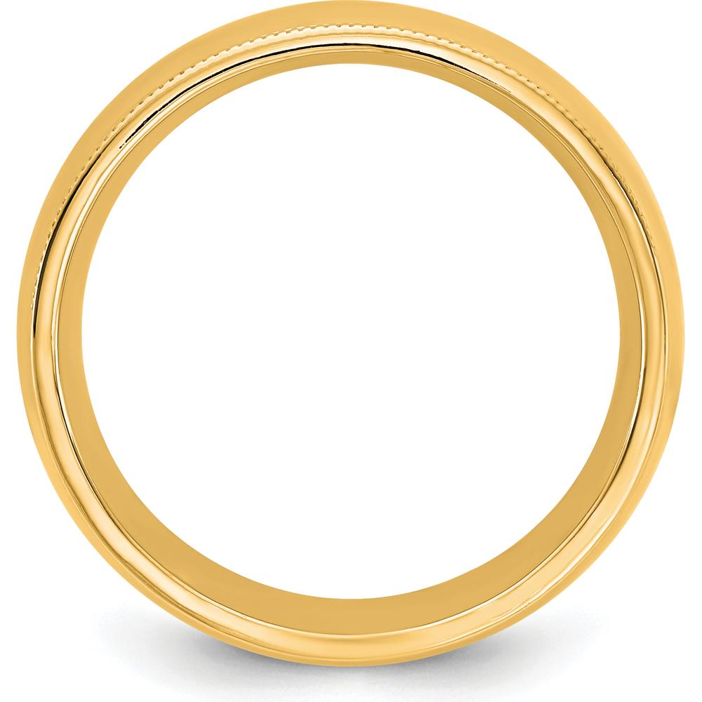 14K Yellow Gold 7mm Comfort Fit Milgrain Edge Domed Wedding Band by Luciano & Cie